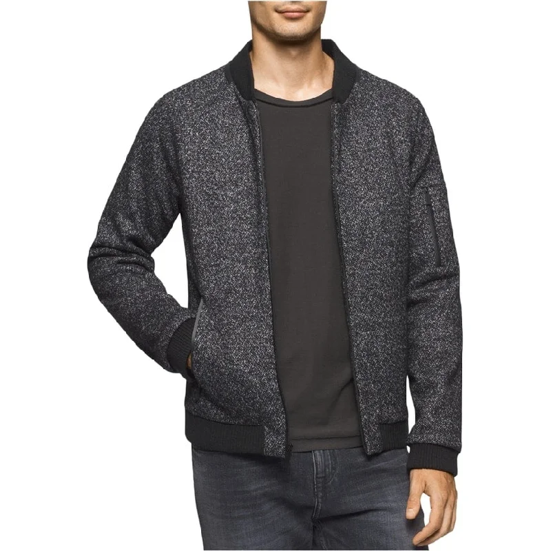 men's jackets for urban adventures-Calvin Klein Mens Multi-tone Bomber Jacket, Black, Large