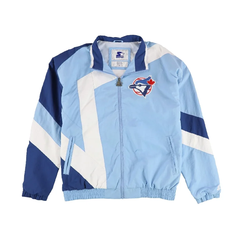 men's jackets for winter workwear-STARTER Mens Toronto Blue Jays Windbreaker Jacket, Blue, Large (Regular)