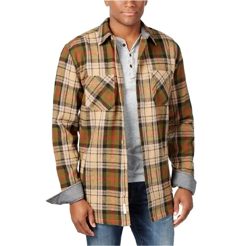 men's jackets for seasonal transitions-Weatherproof Mens Vintage Twill Plaid Shirt Jacket