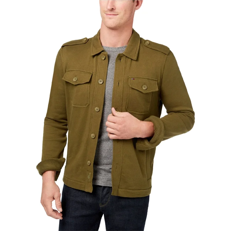 men's jackets for seasonal transitions-Tommy Hilfiger Mens Ernie Shirt Jacket, Green, Medium