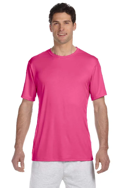 Men’s short-sleeve wisp shirts-Hanes Mens Cool DRI FreshIQ Moisture Wicking Short Sleeve Crewneck T-Shirt - Wow Pink