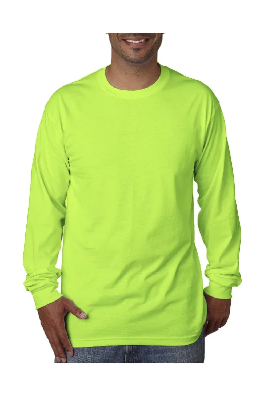 Men’s short-sleeve glide tops-Bayside Mens USA Made Long Sleeve Crewneck T-Shirt - Lime Green