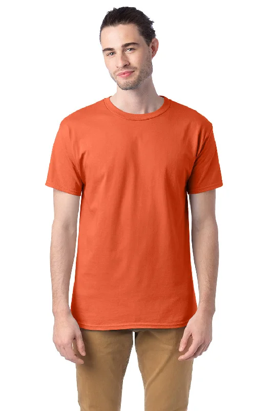 Men’s short-sleeve yoke polos-Hanes Mens ComfortSoft Short Sleeve Crewneck T-Shirt - Texas Orange