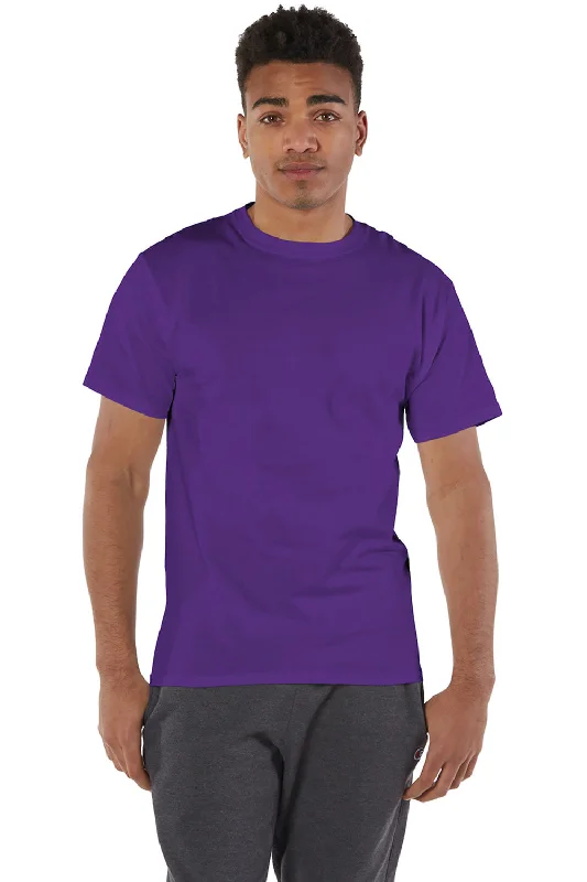 Men’s short-sleeve edge polos-Champion Mens Short Sleeve Crewneck T-Shirt - Purple