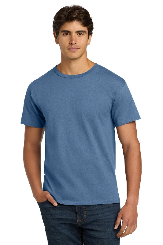 Men’s short-sleeve toff tops-Hanes Mens ComfortSoft Short Sleeve Crewneck T-Shirt - Denim Blue