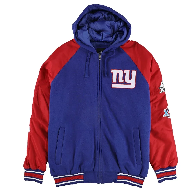 men's fleece-lined puffer jackets-NFL Mens 4X Super Bowl Champions NY Jacket, Blue, Large