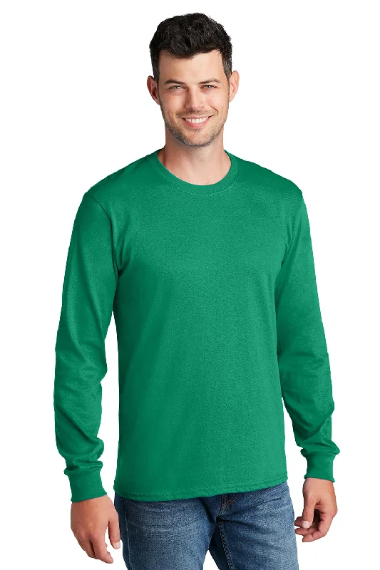 Men’s short-sleeve opal polos-Port & Company Mens Core Long Sleeve Crewneck T-Shirt - Kelly Green