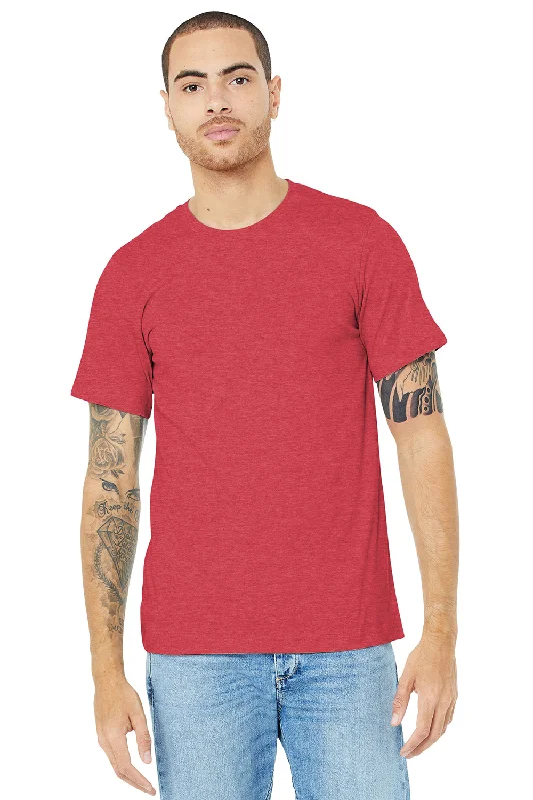 Men’s short-sleeve dive polos-Bella + Canvas Mens Heather CVC Short Sleeve Crewneck T-Shirt - Heather Red