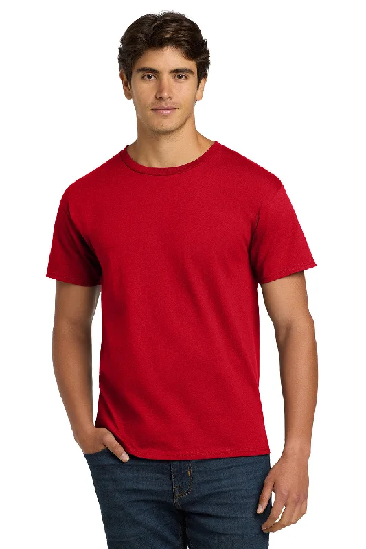 Men’s short-sleeve flat-knit polos-Hanes Mens ComfortSoft Short Sleeve Crewneck T-Shirt - Deep Red