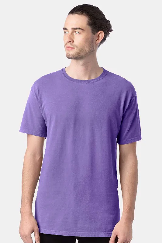 Men’s short-sleeve dote tops-ComfortWash By Hanes Mens Short Sleeve Crewneck T-Shirt - Lavender Purple