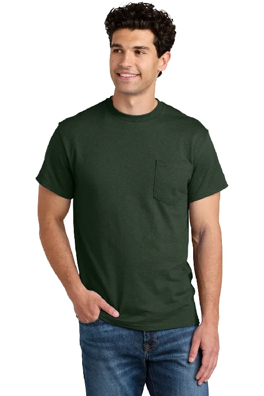 Men’s short-sleeve neo polos-Gildan Mens DryBlend Moisture Wicking Short Sleeve Crewneck T-Shirt w/ Pocket - Forest Green