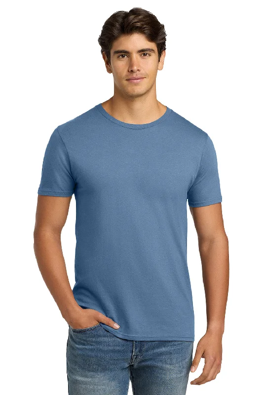 Men’s short-sleeve burr tops-Hanes Mens Nano-T Short Sleeve Crewneck T-Shirt - Denim Blue