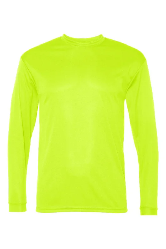 Men’s short-sleeve apex tees-C2 Sport Mens Performance Moisture Wicking Long Sleeve Crewneck T-Shirt - Safety Yellow