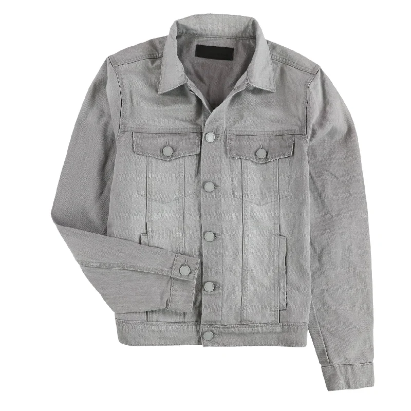 men's jackets with built-in warmth-Articles of Society Mens Jackson Jean Jacket, Grey, Medium