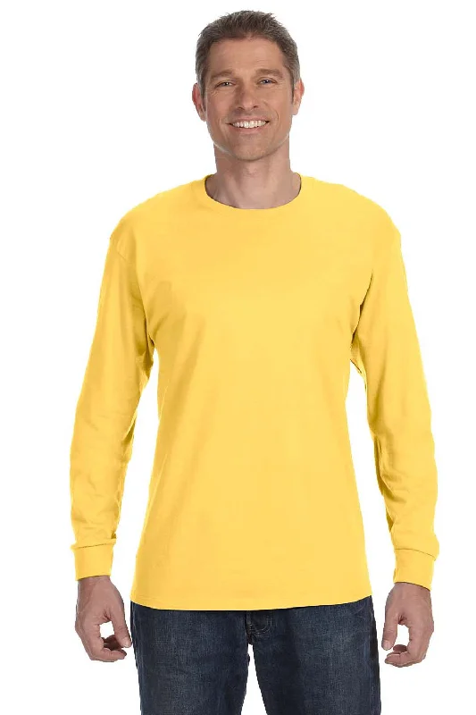 Men’s short-sleeve jolt polos-Jerzees Mens Dri-Power Moisture Wicking Long Sleeve Crewneck T-Shirt - Island Yellow