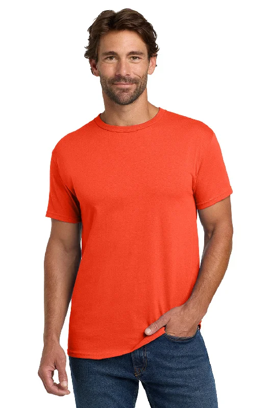 Men’s short-sleeve bark polos-Hanes Mens ComfortSoft Short Sleeve Crewneck T-Shirt - Orange