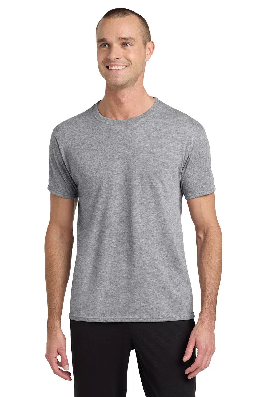 Men’s short-sleeve zone tees-Jerzees Mens Dri-Power Moisture Wicking Short Sleeve Crewneck T-Shirt - Heather Grey