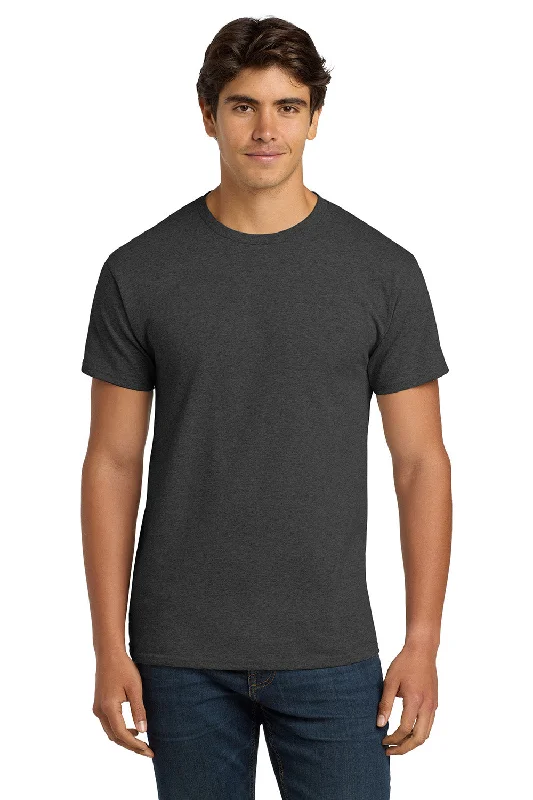 Men’s short-sleeve nook polos-Hanes Mens ComfortSoft Short Sleeve Crewneck T-Shirt - Heather Charcoal Grey