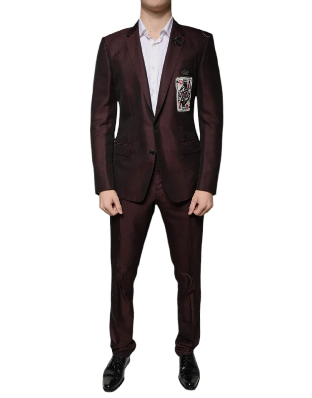 men's jackets for city living-Dolce & Gabbana  Deck Card Crown 2 Piece Formal Men's Suit (Pre-Owned)