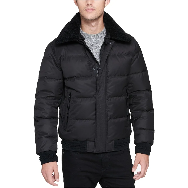 men's jacket with stylish details-Andrew Marc Mens Pinnacle Puffer Quilted Jacket, Black, Large