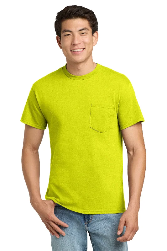 Men’s short-sleeve zing polos-Gildan Mens Ultra Short Sleeve Crewneck T-Shirt w/ Pocket - Safety Green