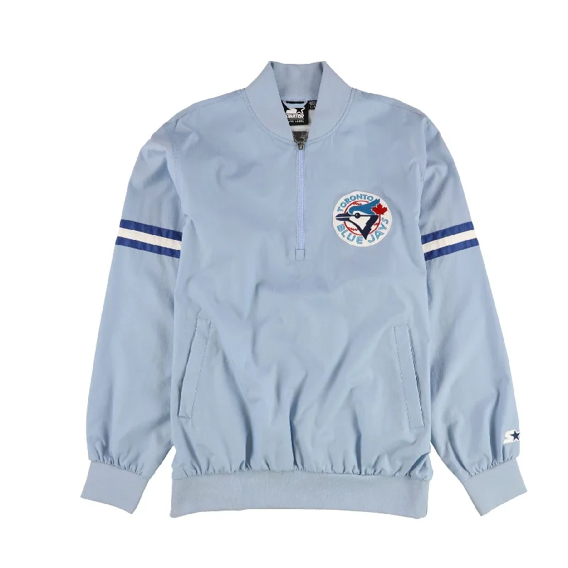 men's jackets with sporty accents-STARTER Mens Toronto Blue Jays Logo Varsity Jacket, Blue, Large (Regular)