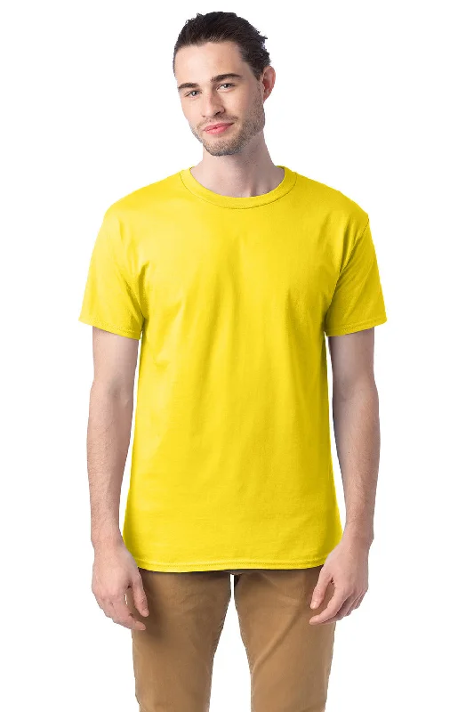 Men’s short-sleeve opal polos-Hanes Mens ComfortSoft Short Sleeve Crewneck T-Shirt - Athletic Yellow