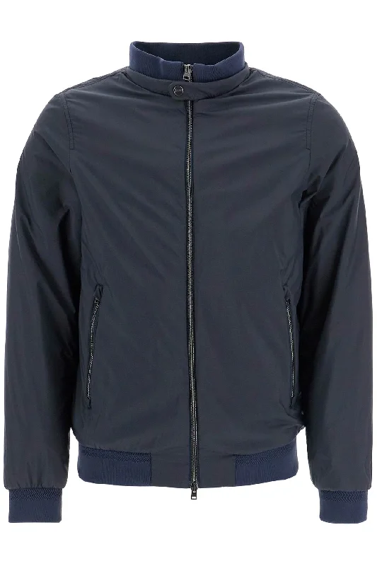 men's jackets for challenging weather-Herno Men's Bomber Impermeabile Leggero In Poliammide blue Scuro Con Zip E Tasche