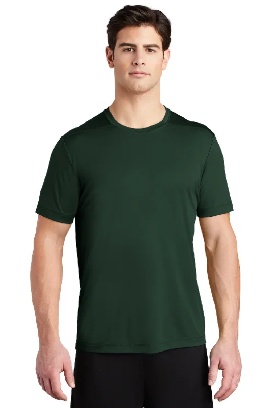 Men’s short-sleeve varsity shirts-Sport-Tek Mens Moisture Wicking Short Sleeve Crewneck T-Shirt - Forest Green