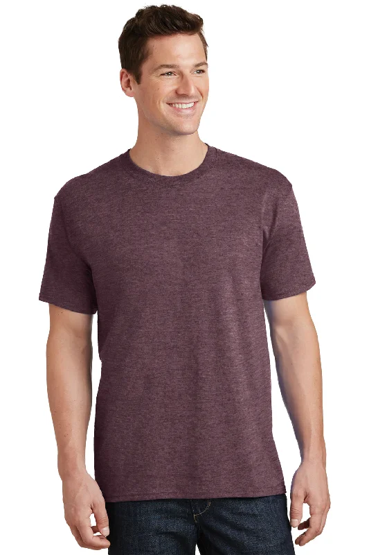 Men’s short-sleeve dune tops-Port & Company Mens Core Short Sleeve Crewneck T-Shirt - Heather Athletic Maroon