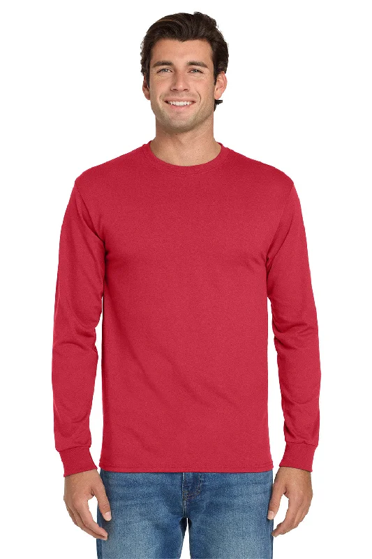 Men’s short-sleeve washed tees-Jerzees Mens Dri-Power Moisture Wicking Long Sleeve Crewneck T-Shirt - True Red