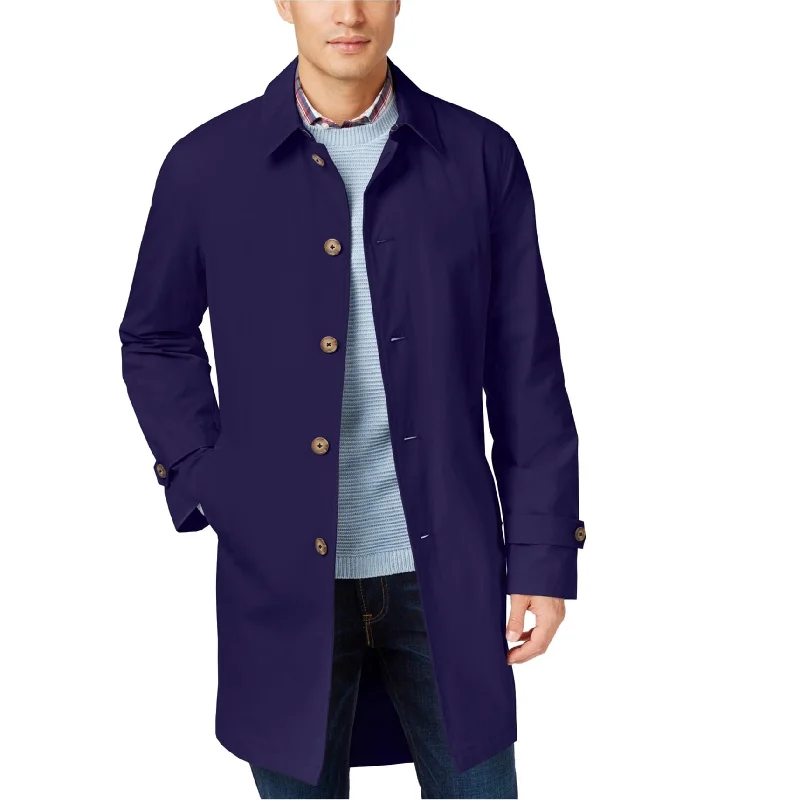 men's jackets with long cuffs-Tommy Hilfiger Mens Finn Raincoat, Blue, 46