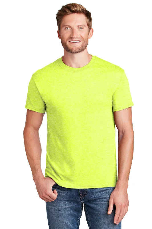 Men’s short-sleeve whiz tees-Hanes Mens X-Temp Moisture Wicking Short Sleeve Crewneck T-Shirt - Heather Neon Lemon Yellow - Closeout