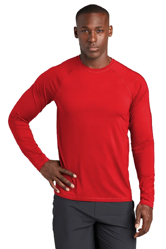 Men’s short-sleeve earthy tees-Sport-Tek Mens Rashguard Moisture Wicking Long Sleeve Crewneck T-Shirt - True Red - Closeout