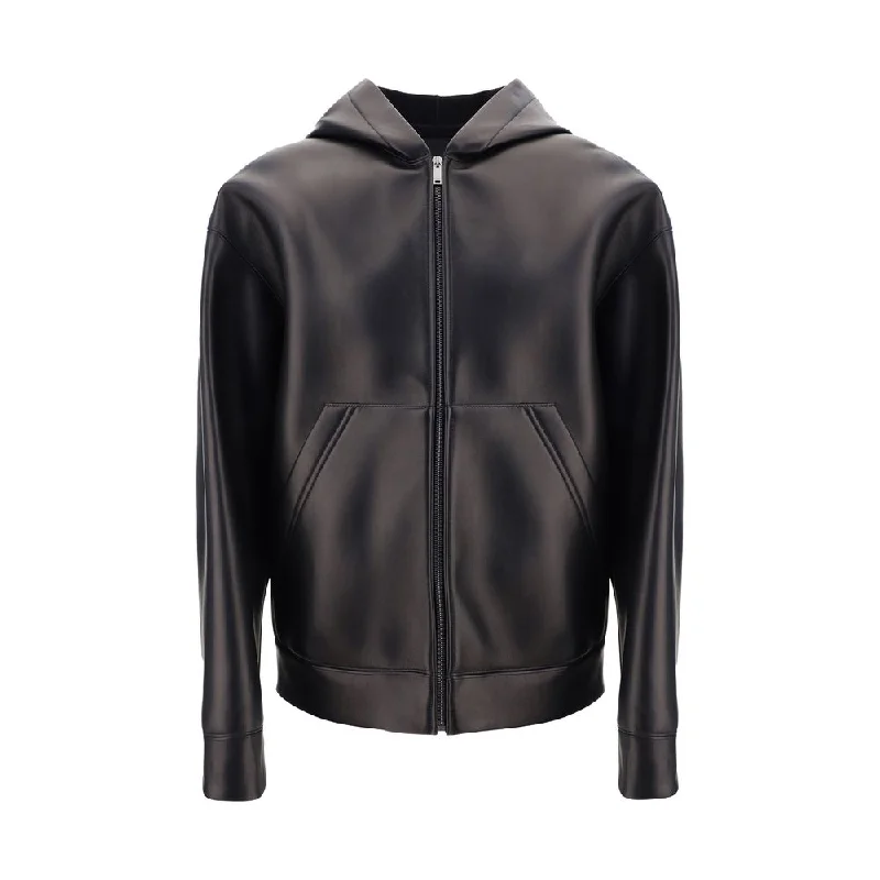 men's jackets for long hikes-Valentino Pap Leather Men's Jacket