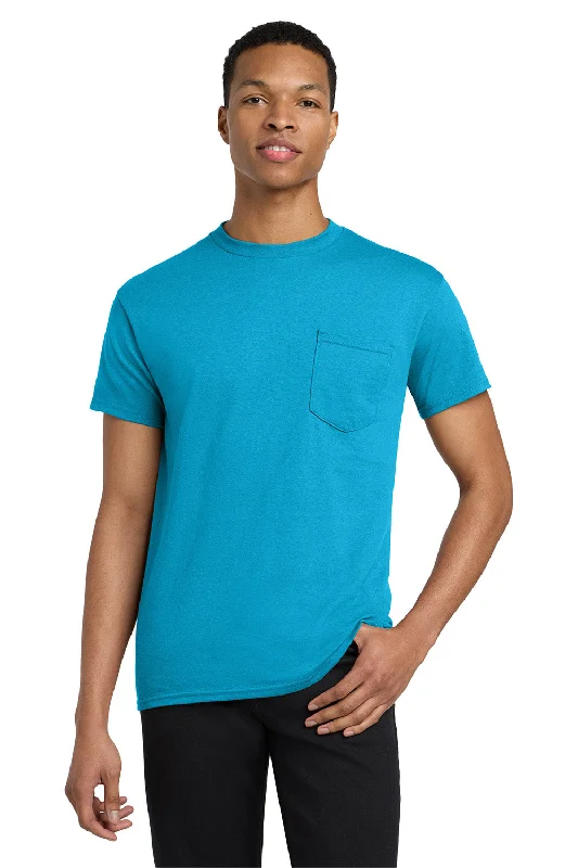 Men’s short-sleeve welt tees-Gildan Mens Short Sleeve Crewneck T-Shirt w/ Pocket - Sapphire Blue