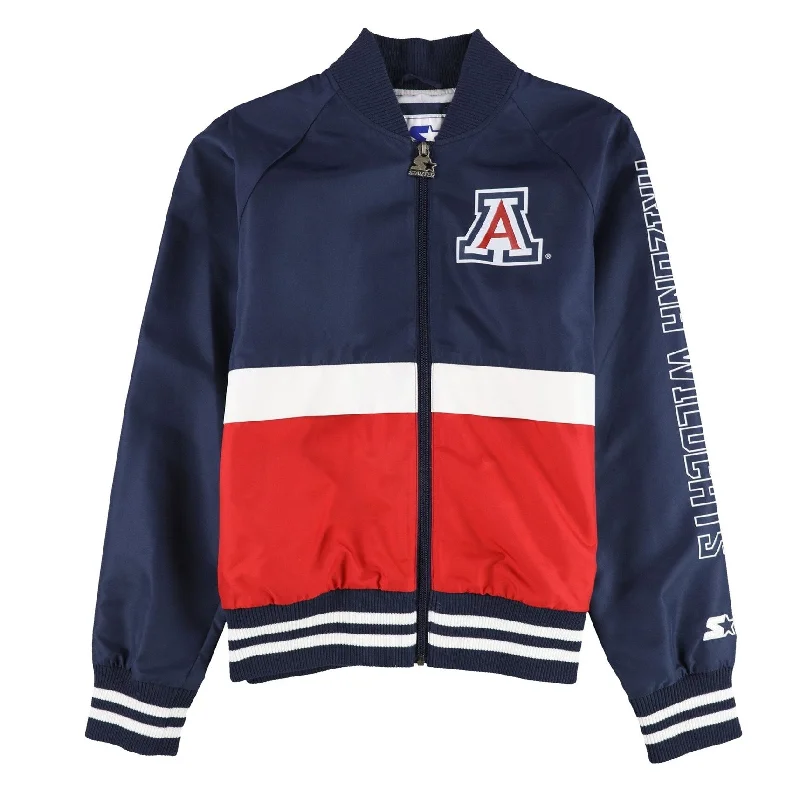 men's classic wool jackets-STARTER Mens University Of Arizona Bomber Jacket, Blue, Medium