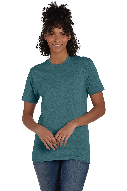 Men’s short-sleeve mica polos-Hanes Mens Nano-T Short Sleeve Crewneck T-Shirt - Heather Cactus Green