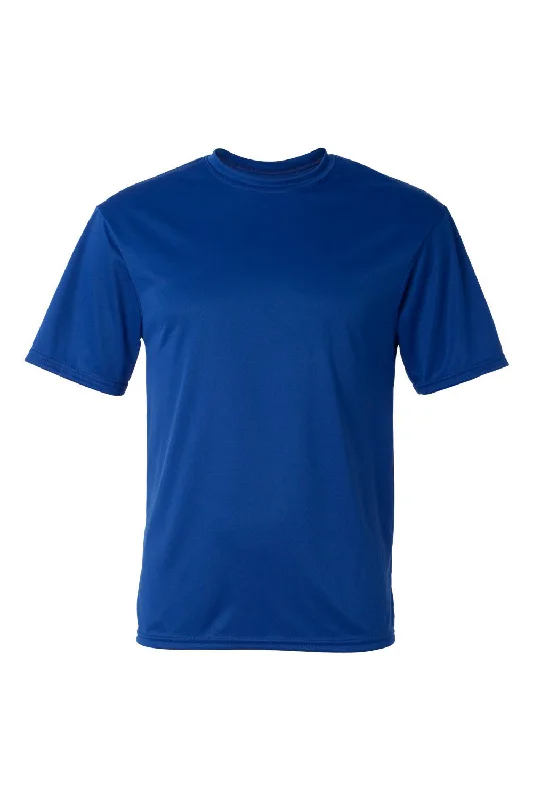 Men’s short-sleeve jogger polos-C2 Sport Mens Performance Moisture Wicking Short Sleeve Crewneck T-Shirt - Royal Blue