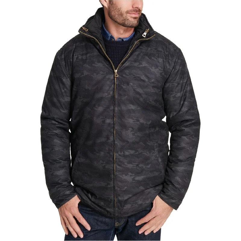 men's padded coats with hood-Weatherproof Mens Camo Benton Jacket, Grey, Medium