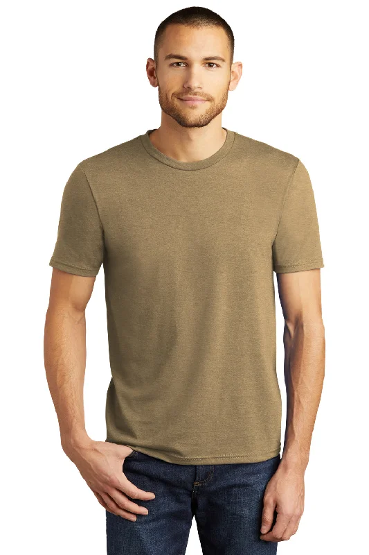 Men’s short-sleeve opal shirts-District Mens Perfect Tri Short Sleeve Crewneck T-Shirt - Heather Coyote Brown