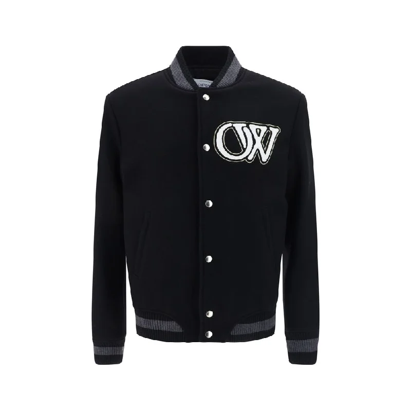 men's jackets with reflective material-Off- College Men's Jacket