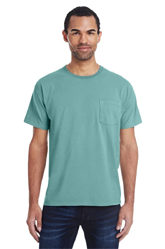 Men’s short-sleeve quip shirts-ComfortWash By Hanes Mens Short Sleeve Crewneck T-Shirt w/ Pocket - Spanish Moss Green