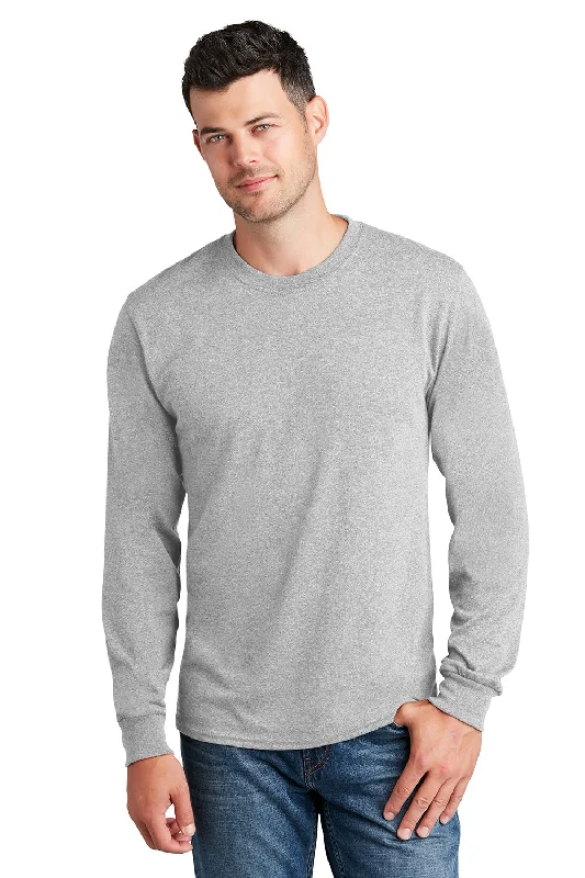 Men’s short-sleeve unit tops-Port & Company Mens Core Long Sleeve Crewneck T-Shirt - Ash Grey