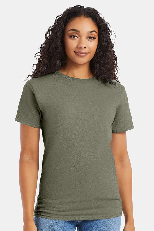 Men’s short-sleeve iris tops-Hanes Mens ComfortSoft Short Sleeve Crewneck T-Shirt - Fatigue Green