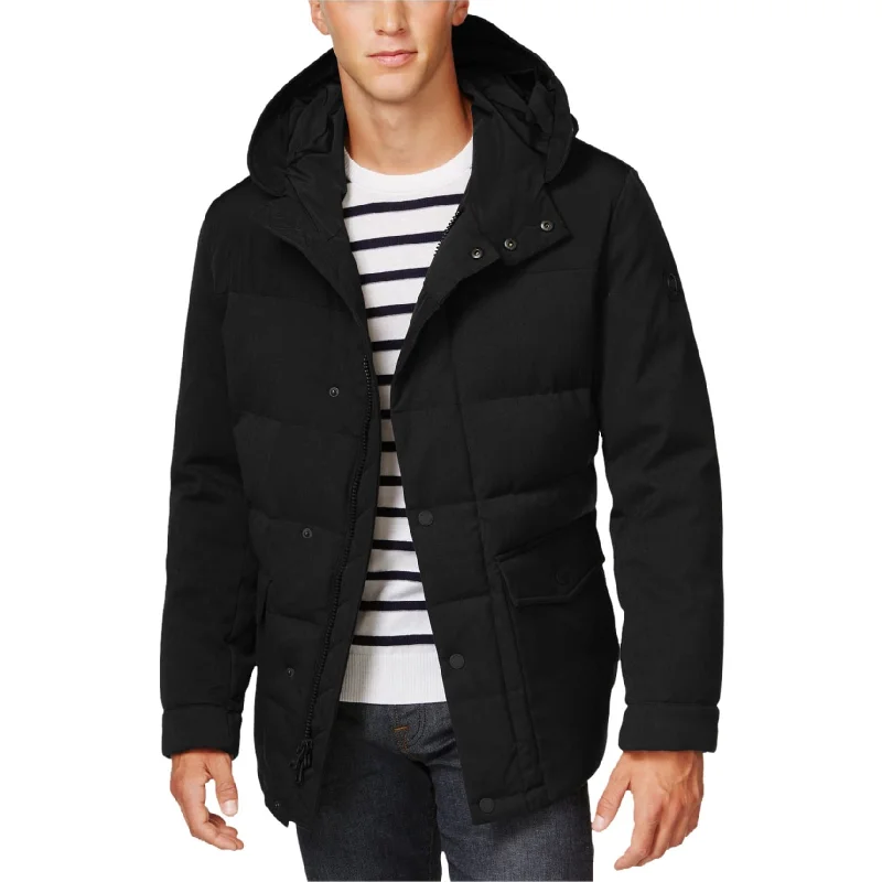 men's jackets with insulated sleeves-Michael Kors Mens Full Zip Quilted Jacket, Black, XX-Large