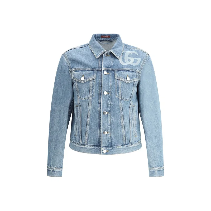 men's wool blend jackets-Gucci Double G blue Men's Jacket