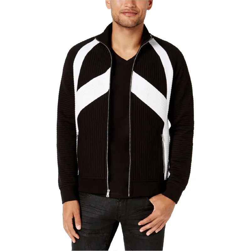 men's jackets with zipper pockets-I-N-C Mens Pieced Quilted Jacket