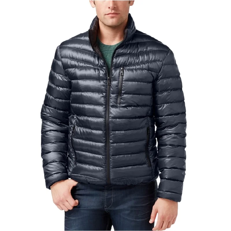 men's jackets with layered insulation-I-N-C Mens Down Puffer Jacket, Grey, XX-Large