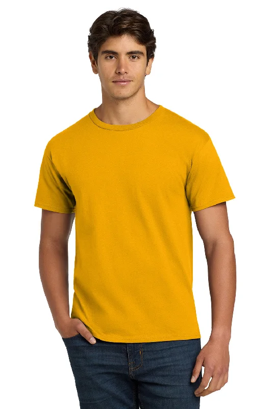 Men’s short-sleeve quid tees-Hanes Mens ComfortSoft Short Sleeve Crewneck T-Shirt - Gold